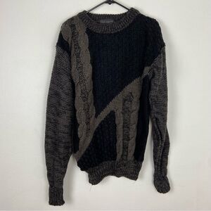 NWT Peter England Men’s Black Gray Loose Knit Sweater Funk Artsy Geometric Large
